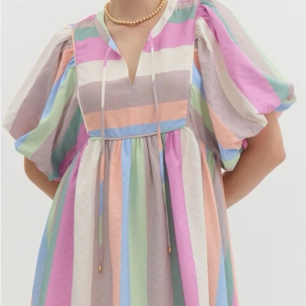 Entro Pink Puff Sleeve Sundress